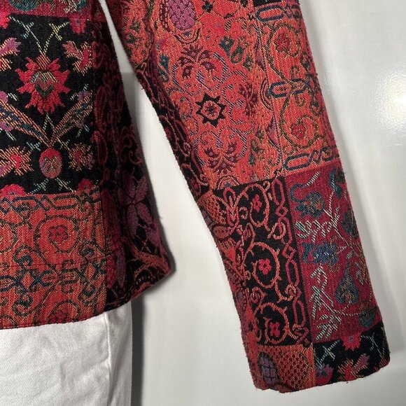 Stonebridge SZ XL Vintage patchwork tapestry jacket Cottage 80's Boho Western - Picture 5 of 10